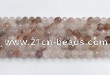 CPQ319 15.5 inches 8mm faceted round pink quartz beads