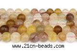 CPQ364 15.5 inches 12mm round pink & yellow quartz gemstone beads
