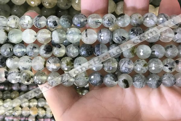 CPR352 15.5 inches 8mm faceted round prehnite beads wholesale