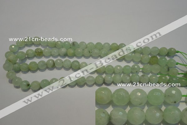 CPR53 15.5 inches 10mm faceted round natural prehnite beads