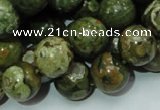 CPS112 15.5 inches 12mm round green peacock stone beads wholesale
