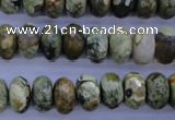 CPS118 15.5 inches 6*12mm faceted rondelle green peacock stone beads