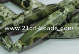 CPS14 15.5 inches 10*50mm rice green peacock stone beads wholesale