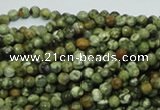 CPS54 15.5 inches 4mm faceted round green peacock stone beads