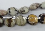 CPT01 15.5 inches 12mm flat round zebra picture jasper gemstone beads