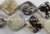 CPT08 15.5 inches 20*20mm diamond zebra picture jasper gemstone beads