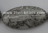CPT198 15.5 inches 25*50mm oval grey picture jasper beads wholesale