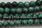 CPT214 15.5 inches 8mm faceted round green picture jasper beads