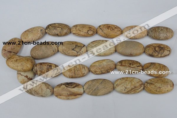 CPT255 15.5 inches 20*35mm oval picture jasper beads wholesale