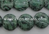 CPT329 15.5 inches 16mm flat round green picture jasper beads