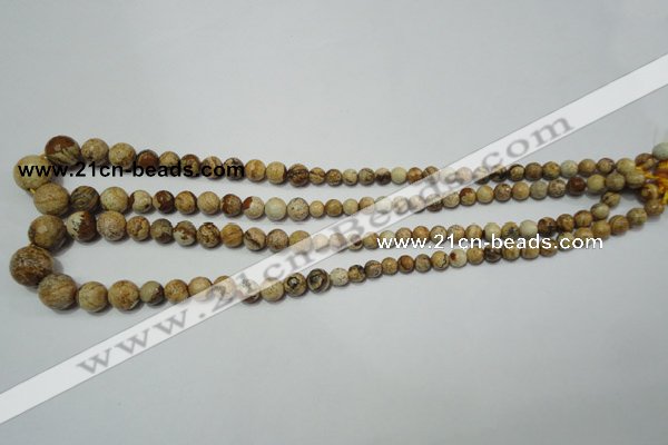 CPT510 15.5 inches 6mm – 14mm faceted round picture jasper beads