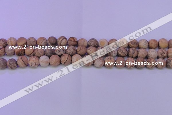 CPT521 15.5 inches 6mm round matte picture jasper beads