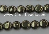 CPY221 15.5 inches 10mm flat round pyrite gemstone beads wholesale