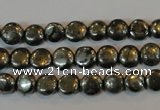 CPY300 15.5 inches 7mm flat round pyrite gemstone beads wholesale