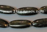CPY311 15.5 inches 10*25mm oval pyrite gemstone beads wholesale