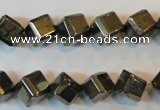 CPY362 15.5 inches 8*8mm faceted cube pyrite gemstone beads