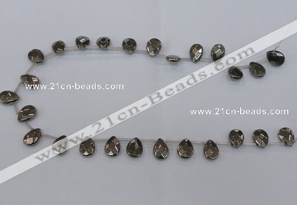CPY377 Top drilled 10*14mm briolette pyrite gemstone beads