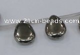 CPY385 Top drilled 13*18mm flat teardrop pyrite gemstone beads