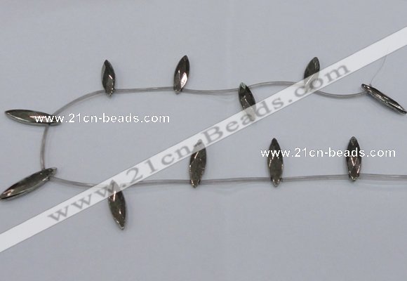 CPY398 Top drilled 8*30mm faceted marquise pyrite gemstone beads