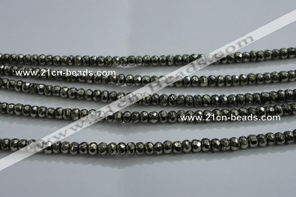 CPY426 15.5 inches 2*3mm faceted rondelle pyrite gemstone beads