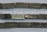 CPY592 15.5 inches 4*12mm cuboid pyrite gemstone beads
