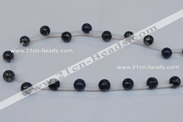 CPY784 Top drilled 10mm round pyrite gemstone beads wholesale