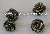 CPY93 15.5 inches 14mm carved rose pyrite gemstone beads wholesale