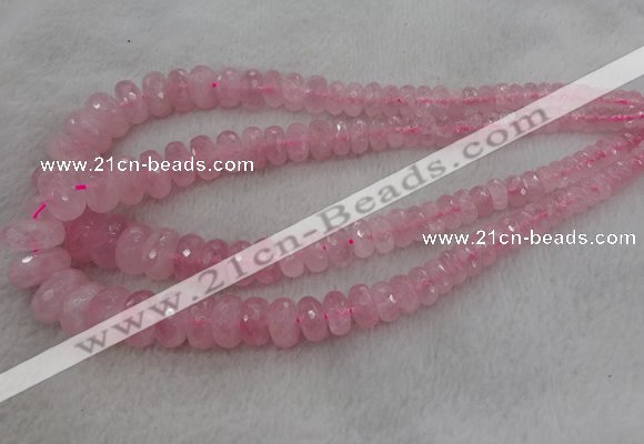 CRB1120 15.5 inches 5*8mm - 9*18mm faceted rondelle rose quartz beads