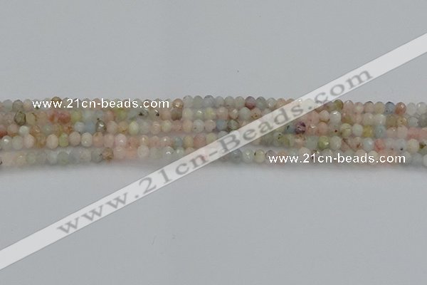CRB1201 15.5 inches 3*4mm faceted rondelle morganite beads