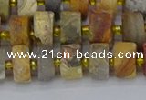 CRB1246 15.5 inches 6*10mm tyre matte crazy lace agate beads