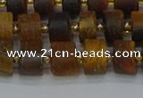 CRB1253 15.5 inches 6*10mm tyre matte yellow tiger eye beads