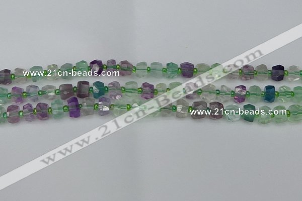 CRB1288 15.5 inches 6*10mm faceted rondelle fluorite beads