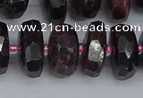 CRB1414 15.5 inches 8*16mm faceted rondelle red garnet beads