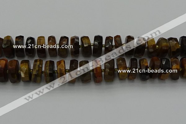 CRB1435 15.5 inches 8*18mm faceted rondelle yellow tiger eye beads