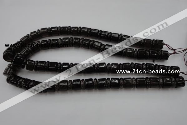 CRB150 15.5 inches 6*12mm & 10*12mm rondelle smoky quartz beads