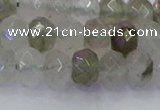 CRB1813 15.5 inches 5*8mm faceted rondelle green rutilated quartz beads