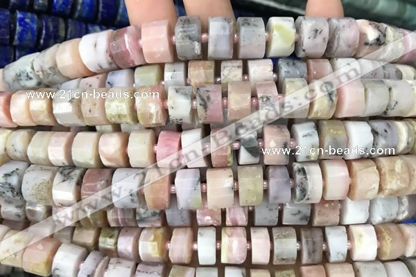 CRB2070 15.5 inches 7mm - 8mm faceted tyre pink opal beads