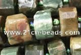CRB2121 15.5 inches 9mm - 10mm faceted tyre rhyolite gemstone beads