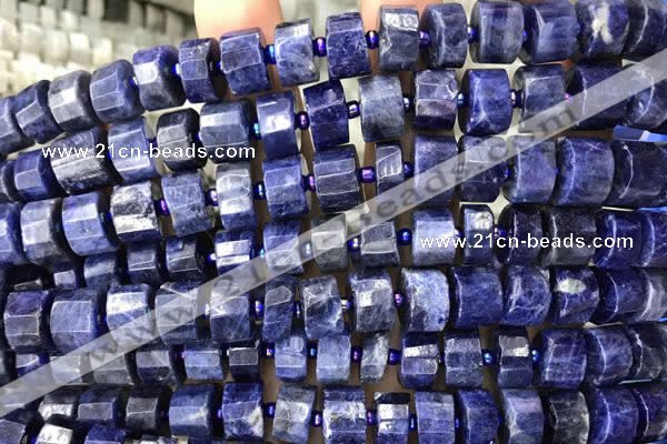 CRB2135 15.5 inches 7mm - 8mm faceted tyre sodalite gemstone beads