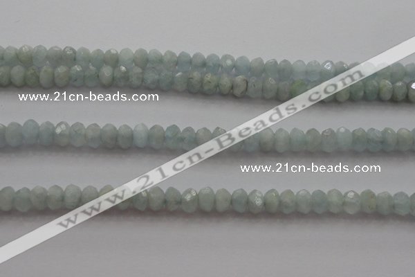 CRB217 15.5 inches 3*4mm faceted rondelle aquamarine beads