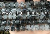 CRB2194 15.5 inches 12mm - 13mm faceted tyre black rutilated quartz beads