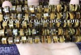 CRB2197 15.5 inches 10mm - 11mm faceted tyre yellow tiger eye beads