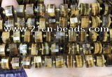 CRB2199 15.5 inches 12mm - 13mm faceted tyre yellow tiger eye beads