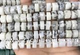 CRB2208 15.5 inches 11mm - 12mm faceted tyre white opal beads