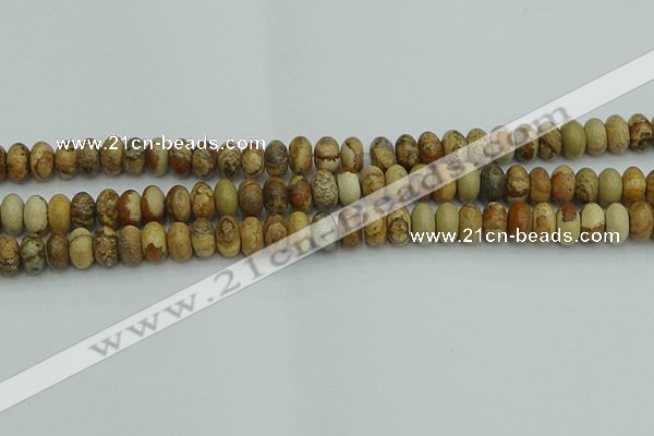 CRB2856 15.5 inches 5*8mm rondelle picture jasper beads
