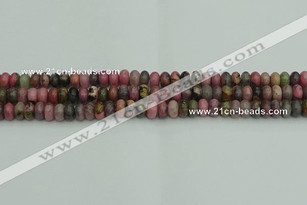 CRB2885 15.5 inches 4*6mm rondelle rhodonite beads wholesale