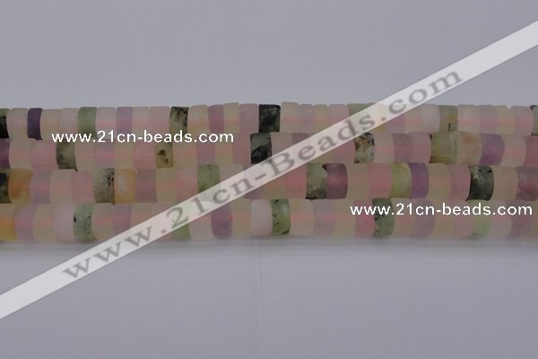 CRB314 15.5 inches 8*12mm tyre matte multicolor quartz beads