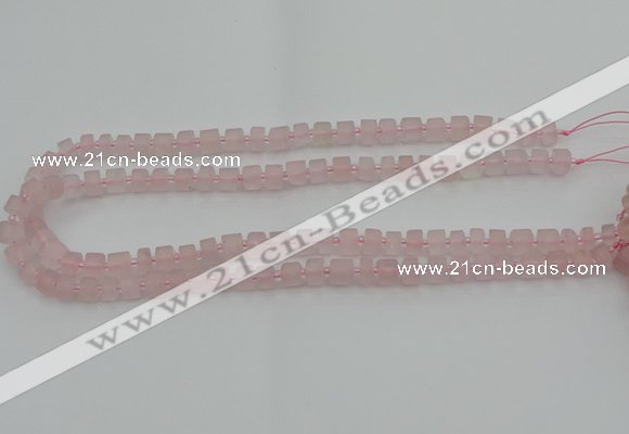 CRB450 15.5 inche 5*8mm tyre matte rose quartz gemstone beads