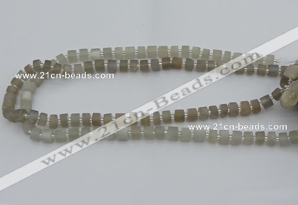 CRB465 15.5 inche 5*8mm tyre matte grey moonstone gemstone beads