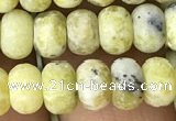 CRB5021 15.5 inches 4*6mm rondelle matte yellow pine turquoise beads